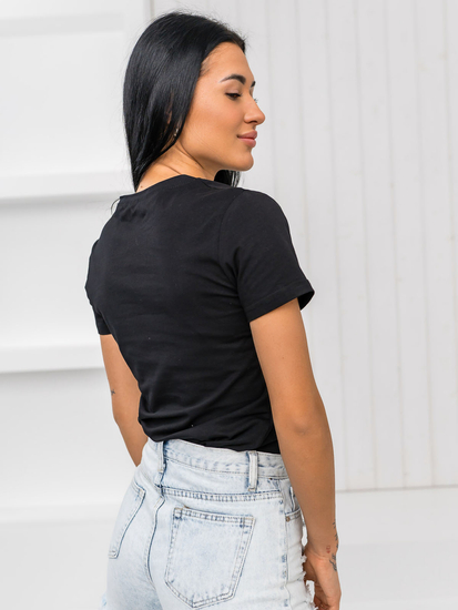 Μαύρο γυναικείο t-shirt με εφαρμογή Bolf 96T625