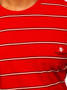 Κόκκινο ανδρικό ριγέ μπλουζάκι Bolf 14952