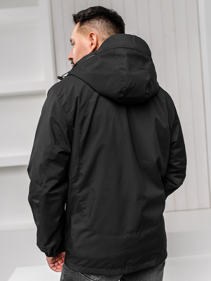 Μαύρο αθλητικό ανδρικό μπουφάν χειμερινό με επένδυση Bolf 5M3263A1
