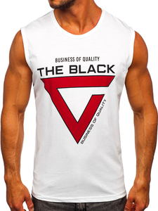 Λευκο μπλουζακι tank top με σταμπα Bolf 14816