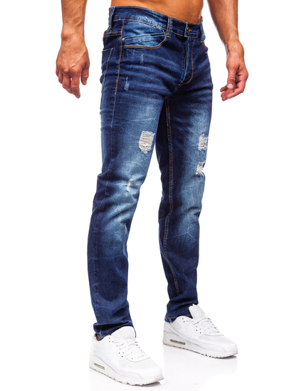 Σκούρο μπλε ανδρικό τζιν παντελόνι slim fit Bolf MP0017BS