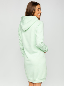 Μακρύ γυναικείο φούτερ σε χρώμα της μέντας με την κουκούλα Bolf YS10005-A