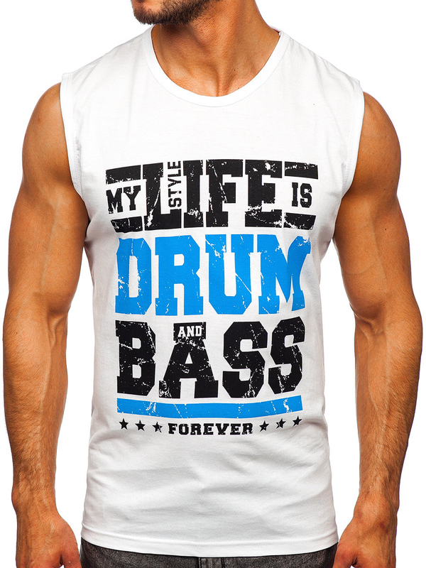 Λευκο μπλουζακι tank top με σταμπα Bolf 14810