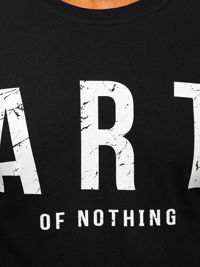 Ανδρικό μπλουζάκι με στάμπα από βαμβάκι Μαύρος Bolf 1180