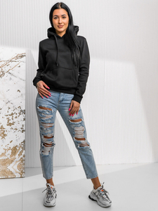 Μαύρο γυναικείο φούτερ με κουκούλα Bolf W02A1