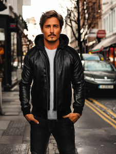 Μαύρο δερμάτινο μπουφάν bomber ανδρικό Bolf 11Z8004