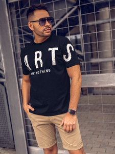 Μαύρο ανδρικό t-shirt με τύπωμα Bolf 1180A