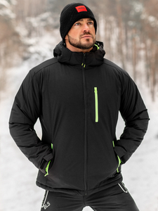 Μαύρο μπουφάν ανδρικό χειμερινό αθλητικό Bolf HH011
