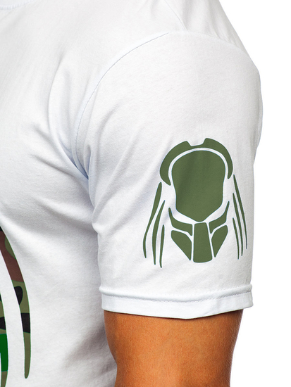 Ανδρικό μπλουζάκι με στάμπα από βαμβάκι Λευκό Bolf 192379