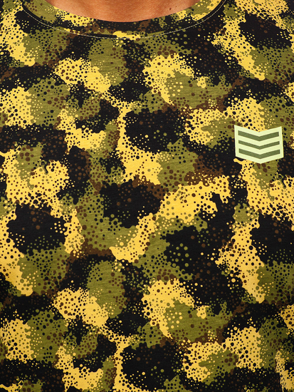 Χακί βαμβακερό ανδρικό t-shirt με στάμπα Bolf MPO3494