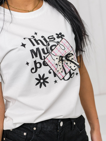 Λευκό γυναικείο t-shirt με εφαρμογή Bolf 97T2110