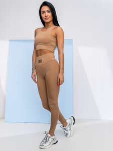 Μπεζ γυναικείο αθλητικό διμερές σετ Bolf 022
