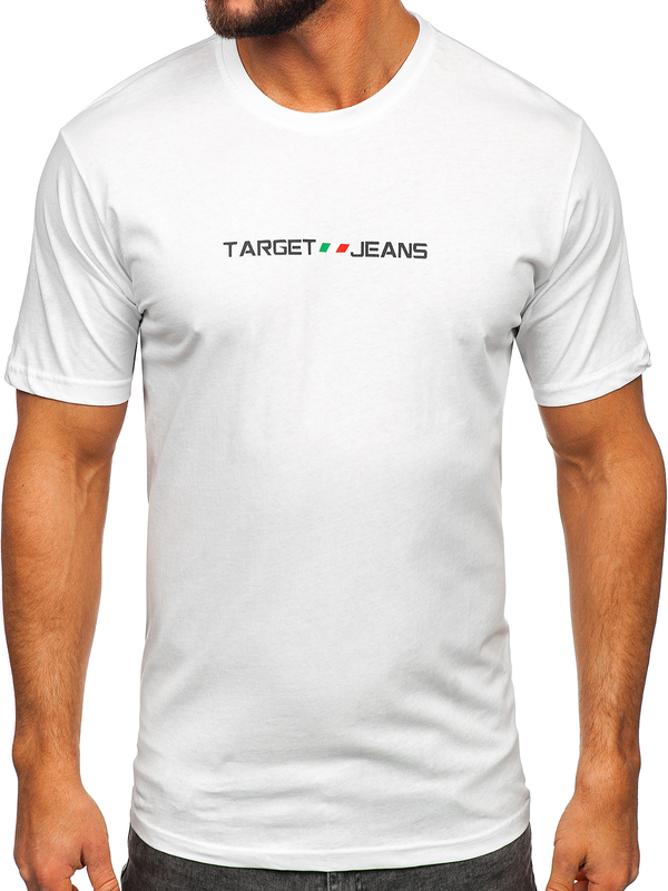 Λευκό βαμβακερό ανδρικό t-shirt με τύπωμα Bolf 14761