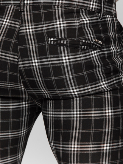 Μαύρο ανδρικό καρό υφασμάτινο παντελόνι Bolf 184167
