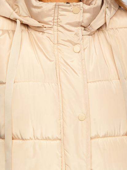 Μπεζ γυναικείο μακρύ καπιτονέ γιλέκο Bolf 81276