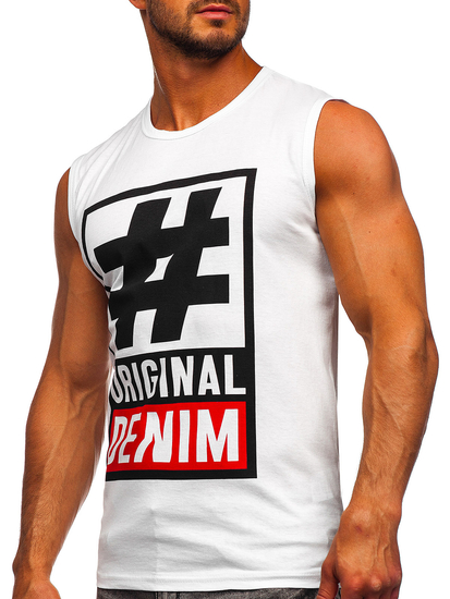 Λευκο μπλουζακι tank top με σταμπα Bolf 19802