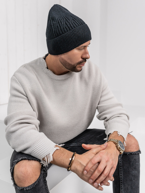 Μαύρο ανδρικό χειμερινό καπέλο Bolf 387070