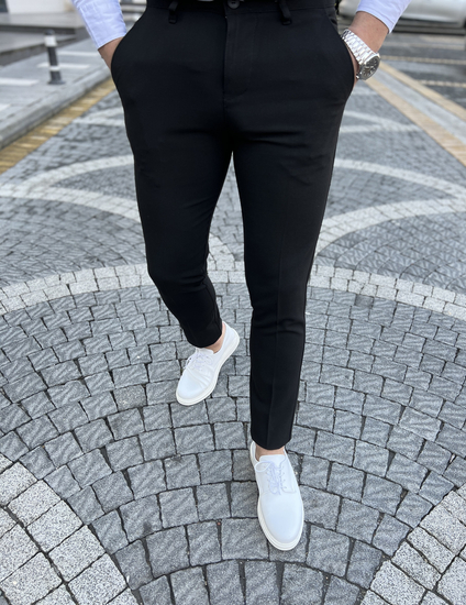 Μαύρο ανδρικό υφασμάτινο παντελόνι Bolf 0031