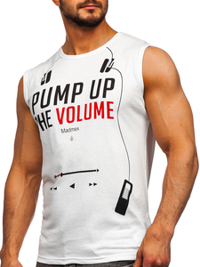 Λευκο μπλουζακι tank top με σταμπα Bolf 14815