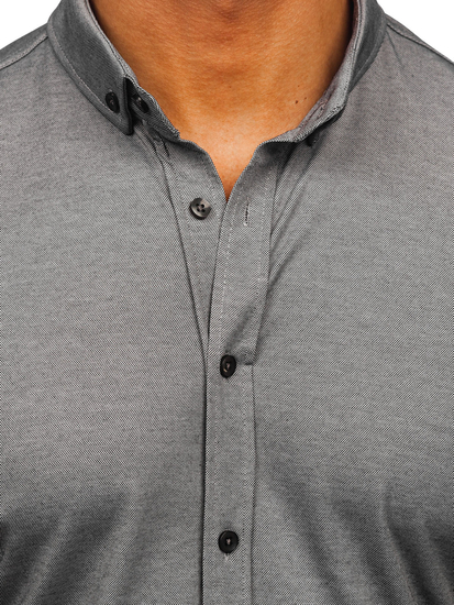 Γραφίτη ανδρικό πουκάμισο με κοντό μανίκι Bolf 2005