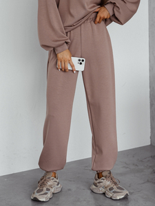 Γυναικεία αθλητική φόρμα 2 τεμαχίων με κουκούλα από βούτυρο Cappuccino Bolf 525