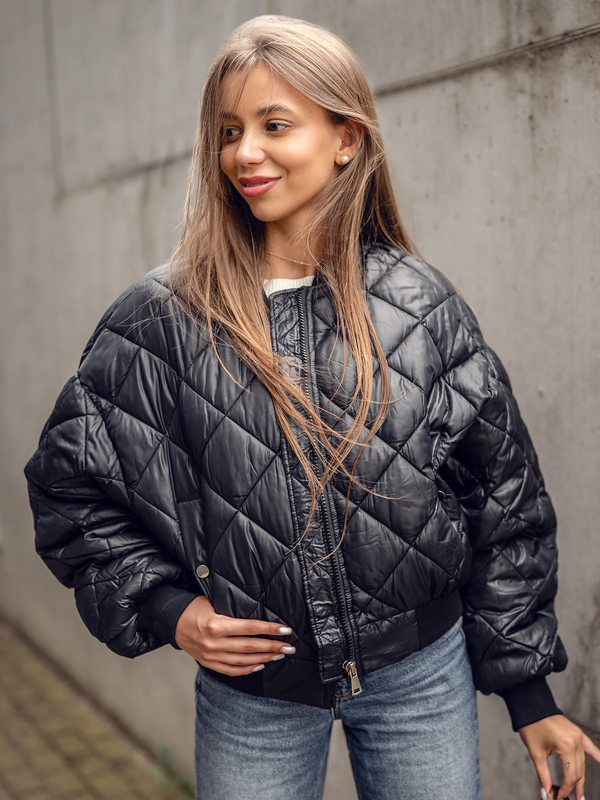 Μαύρο καπιτονέ μπουφάν γυναικείο bomber Bolf J9089