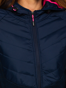 Γυναικείο ελαφρύ μπουφάν με κουκούλα Ναυτικό μπλε Bolf KSW4005A1