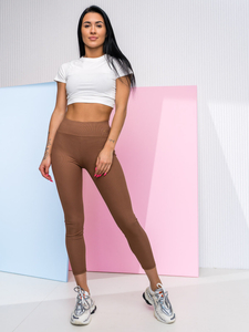 Καφέ γυναικεία ριγέ κολάν Bolf W7903