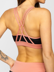 Μαύρο-ροζ γυναικείο αθλητικό σετ δύο τεμαχίων Bolf XL011A1