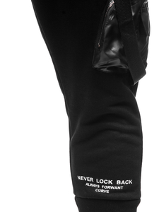 Μαύρο combat παντελόνι ανδρικό joggers φούτερ Bolf 6583