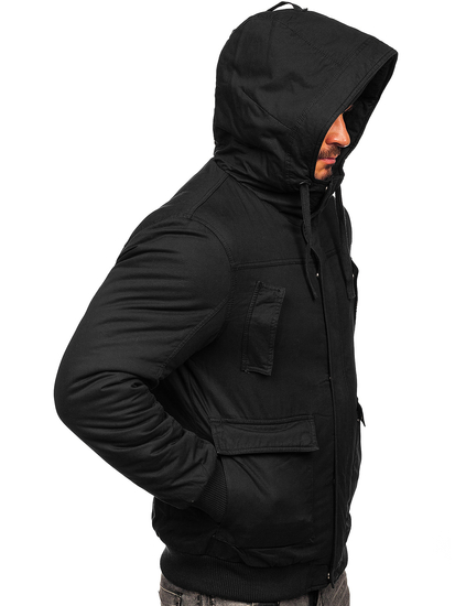 Μαυρο χοντρο μπουφαν ανδρικο χειμερινο βαμβακερο Bolf 1890