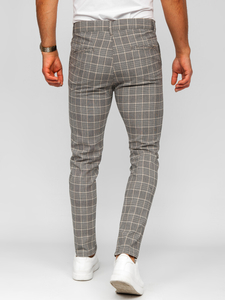 Μπεζ ανδρικό καρό υφασμάτινο παντελόνι Bolf 184171