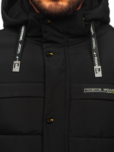 Μαύρο καπιτονέ ανδρικό μπουφάν χειμερινό Bolf 22M58