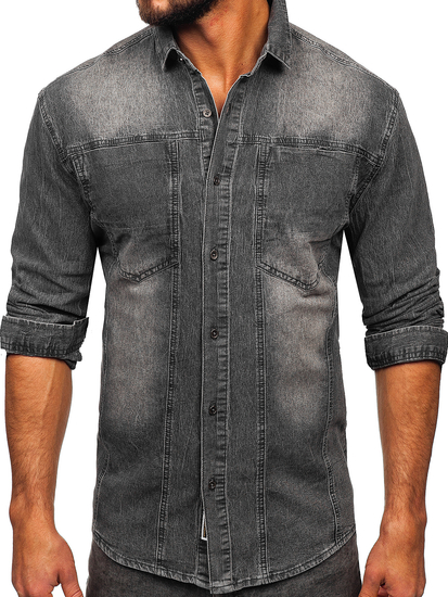 Γραφίτης ανδρικό τζιν πουκάμισο με μακριά μανίκια Bolf MC712G