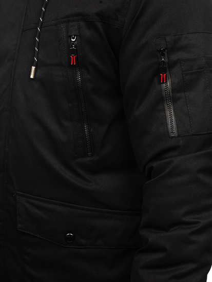 Μαύρη ανδρική χειμερινή παρκά Bolf 5M3123