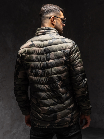 Πράσινο ανδρικό χειμερινό καπιτονέ μπουφάν camo Bolf SM80A1