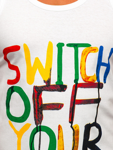 Λευκο μπλουζακι tank top τυπου μποξερ με σταμπα Bolf 14837