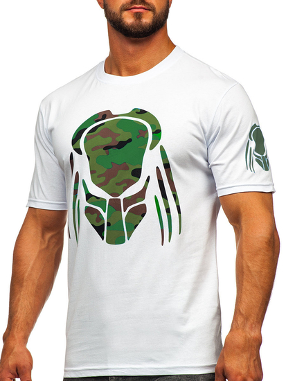 Ανδρικό μπλουζάκι με στάμπα από βαμβάκι Λευκό Bolf 192379