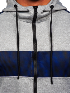 Γκρι ανδρικό φούτερ με φερμουάρ και κουκούλα Bolf 27B8121