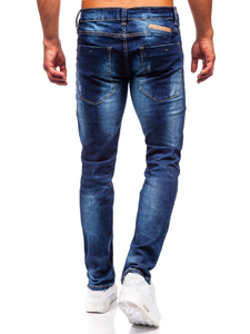 Σκούρο μπλε ανδρικό τζιν παντελόνι slim fit Bolf MP0017BS