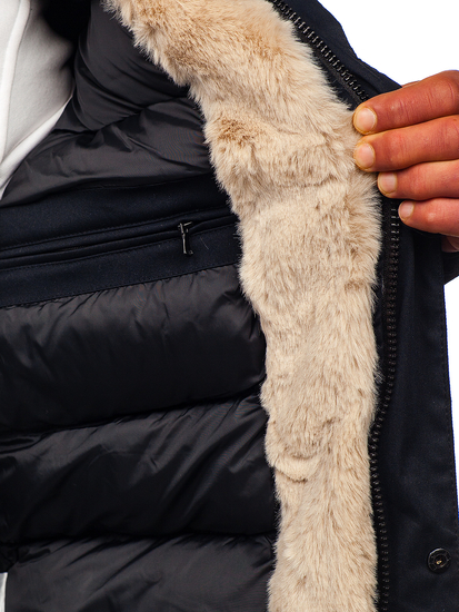 Μπλε μαρέν ανδρικό χειμερινό μπουφάν παρκά Bolf 22M50