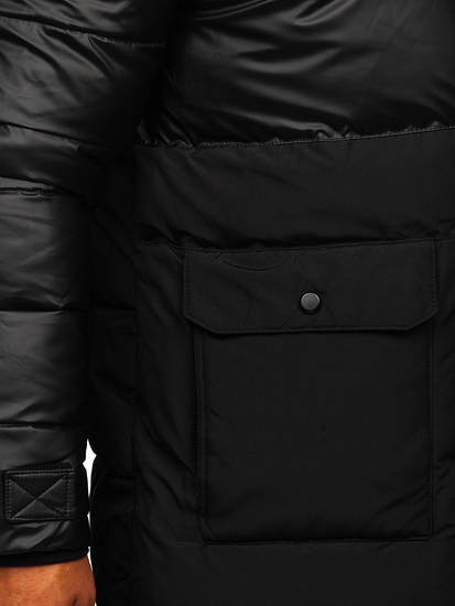 Μαύρο καπιτονέ ανδρικό μπουφάν χειμερινό Bolf 22M62