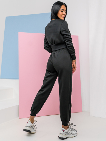 Μαύρο γυναικείο oversize σετ φόρμας δύο τεμαχίων Bolf 8C78