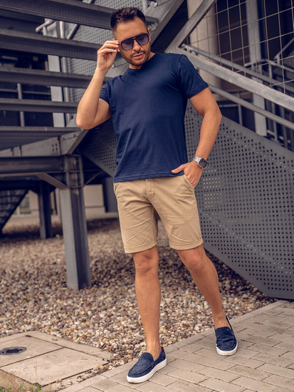 Ανδρικό μπλουζάκι Βασικός με λαιμόκοψη V Ναυτικό μπλε Bolf 192131