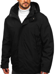 Μαύρο ανδρικό αθλητικό ανοιξιάτικο-χειμερινό μπουφάν 2σε1 Bolf 5M3262