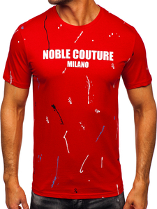 Κόκκινο βαμβακερό ανδρικό t-shirt με στάμπα Bolf MPO3443