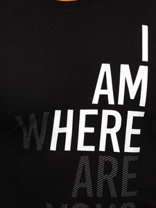 Ανδρικό μαύρο βαμβακερό μπλουζάκι με αποτύπωμα Bolf 0404T