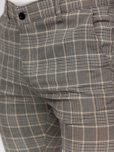 Μπεζ ανδρικό καρό υφασμάτινο παντελόνι Bolf 184171