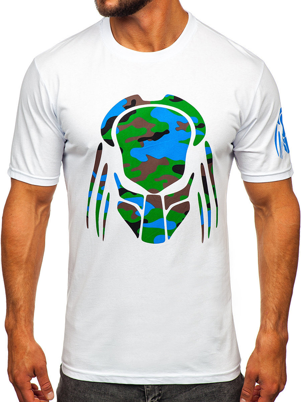 Ανδρικό μπλουζάκι με στάμπα από βαμβάκι Λευκό Bolf 192379-1