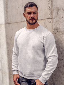 Ανοιχτό γκρι χοντρή ανδρική μπλούζα χωρίς κουκούλα Bolf 2001A